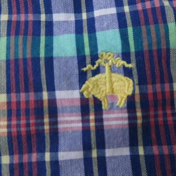 Brooks Brothers 346 Swim Trunks Shorts Plaid Mesh Liner Pockets Logo L 8inch - Picture 4 of 8